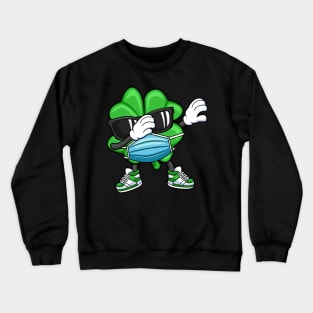 Dabbing Shamrock Face Mask St Patricks Day Crewneck Sweatshirt